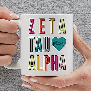 0 Zeta Tau Alpha Personalized Sorority Mug - 11oz White