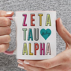 0 Zeta Tau Alpha Personalized Sorority Mug - 11oz Pink