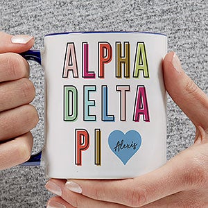 0 Alpha Delta Pi Personalized Sorority Mug - 11oz Blue