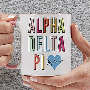 0 Alpha Delta Pi Personalized Sorority Mug - 11oz Pink