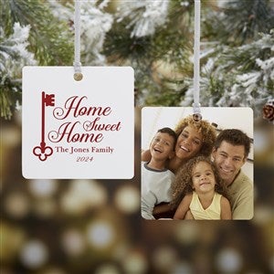 Home Sweet Home Personalized Square Photo Ornament- 2.75" Metal - 2 Sided - #19878-2M