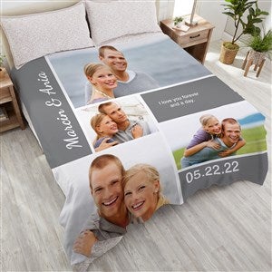Romantic Love Photo Collage 90x90 Queen Fleece Photo Blanket