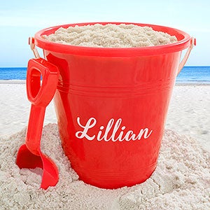 Personalized Easter Bucket Red Sand Pail & Shovel