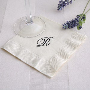 Initially Yours Off-White Personalized Cocktail Napkins