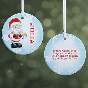 2 Sided Small Precious Moments Personalized Santa Ornament