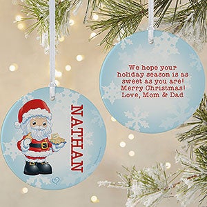 2 Sided Large Precious Moments Personalized Santa Ornament