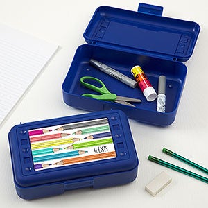 Blue Vibrant Hues Personalized Pencil Box