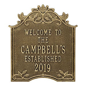 Hedra Personalized Aluminum Welcome Plaque - Antique Brass