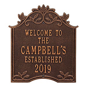 Hedra Personalized Aluminum Welcome Plaque - Antique Copper