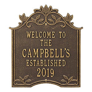 Hedra Personalized Aluminum Welcome Plaque - Bronze Gold