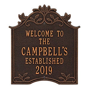 Hedra Personalized Aluminum Welcome Plaque - Oil Rubbed Bronze