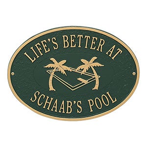 Swimming Pool Personalized Outdoor Plaque