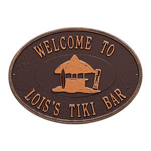 Tiki Hut Personalized Outdoor Plaque