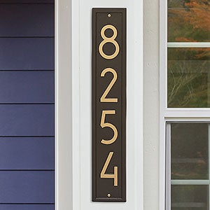 Personalized Vertical Aluminum Address Plaque - Aged Bronze