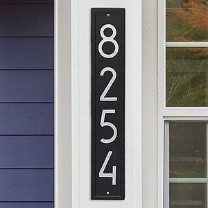 Personalized Vertical Aluminum Address Plaque - Black & Silver