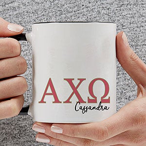0 Alpha Chi Omega Personalized Greek Letter Coffee Mug - Black
