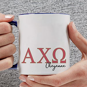 0 Alpha Chi Omega Personalized Greek Letter Coffee Mug - Blue