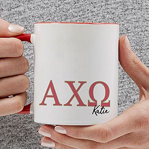 0 Alpha Chi Omega Personalized Greek Letter Coffee Mug - Red
