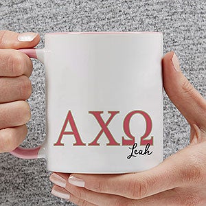 0 Alpha Chi Omega Personalized Greek Letter Coffee Mug - Pink
