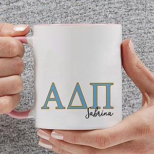 0 Alpha Delta Pi Personalized Greek Letter Coffee Mug - Pink