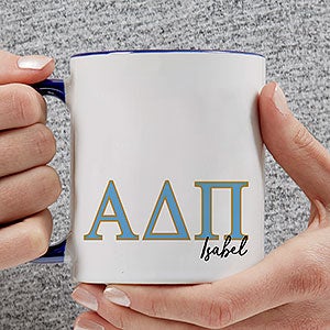 0 Alpha Delta Pi Personalized Greek Letter Coffee Mug - Blue
