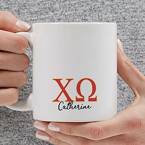 0 Chi Omega Personalized Greek Letter Coffee Mug - White