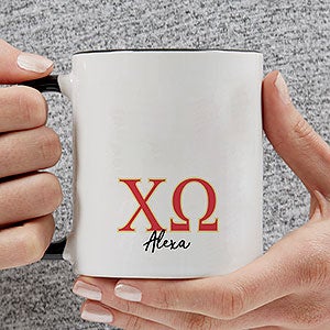 0 Chi Omega Personalized Greek Letter Coffee Mug - Black