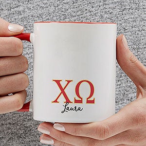 0 Chi Omega Personalized Greek Letter Coffee Mug - Red