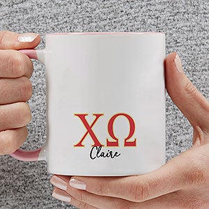 0 Chi Omega Personalized Greek Letter Coffee Mug - Pink
