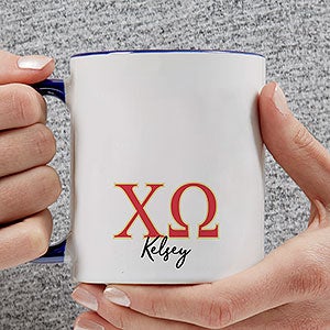 0 Chi Omega Personalized Greek Letter Coffee Mug - Blue