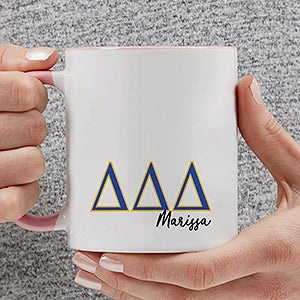 0 Tri Delta Personalized Greek Letter Coffee Mug - Pink