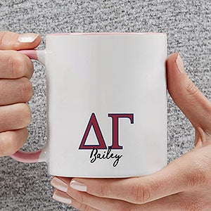 0 Delta Gamma Personalized Greek Letter Coffee Mug - Pink