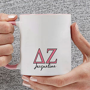 0 Delta Zeta Personalized Greek Letter Coffee Mug - Pink
