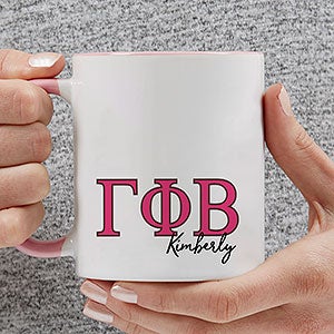 0 Gamma Phi Beta Personalized Greek Letter Coffee Mug - Pink