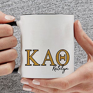 0 Kappa Alpha Theta Personalized Greek Letter Coffee Mug - Black