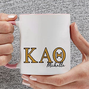 0 Kappa Alpha Theta Personalized Greek Letter Coffee Mug - Pink
