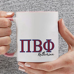 0 Pi Beta Phi Personalized Greek Letter Coffee Mug - Pink