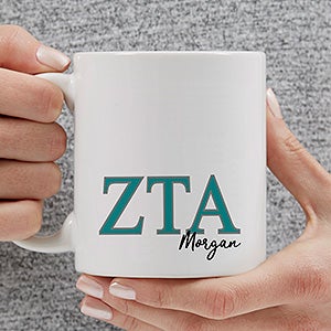 0 Zeta Tau Alpha Personalized Greek Letter Coffee Mug - White