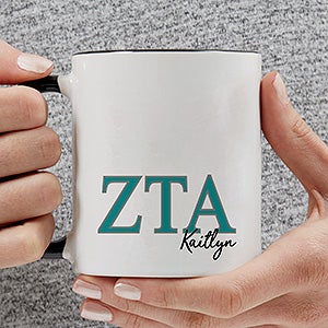 0 Zeta Tau Alpha Personalized Greek Letter Coffee Mug - Black