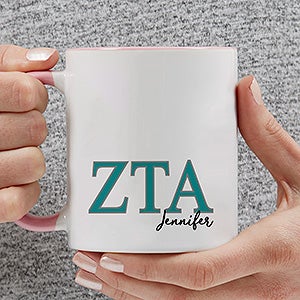 0 Zeta Tau Alpha Personalized Greek Letter Coffee Mug - Pink