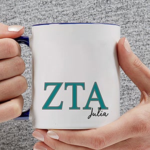 0 Zeta Tau Alpha Personalized Greek Letter Coffee Mug - Blue