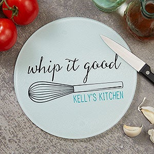 Kitchen Puns Personalized 8 Round Glass Cutting Board