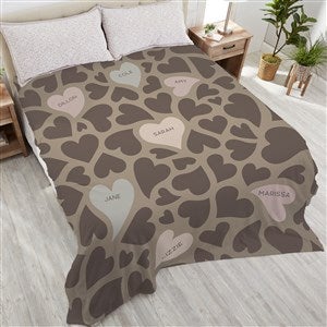 Loving Hearts Personalized 90x108 Plush King Fleece Blanket