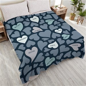 Loving Hearts Personalized 90x90 Plush Queen Fleece Blanket