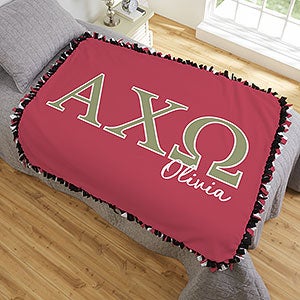 0 Alpha Chi Omega Personalized Greek Letter 50x60 Tie Blanket