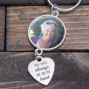 Always In My Heart Personalized Memorial Photo Keychain