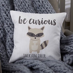 Woodland Adventure Raccoon Personalized Baby Pillow