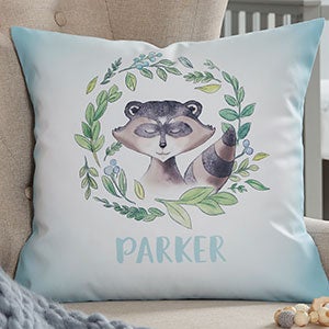Woodland Raccoon Personalized Throw Pillow