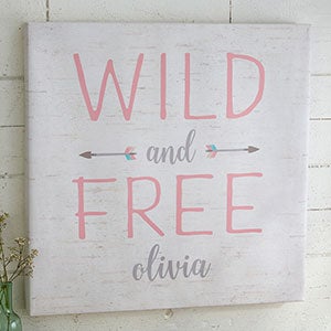 Wild & Free Personalized 12x12 Baby Boho Canvas Print