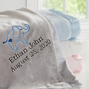 personalized elephant baby blanket